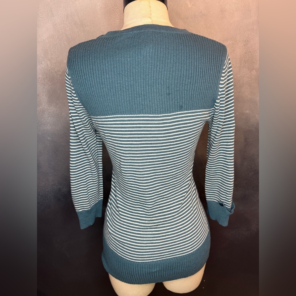 🦋Y2k XXI Striped Knit Sweater - Teal/White - Size M🦋 - Picture 6 of 8